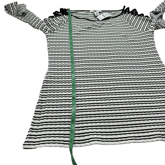 WHITE HOUSE BLACK MARKET *NEW* Textured Stripe Strappy Shoulder Top Size Large - Picture 11 of 11